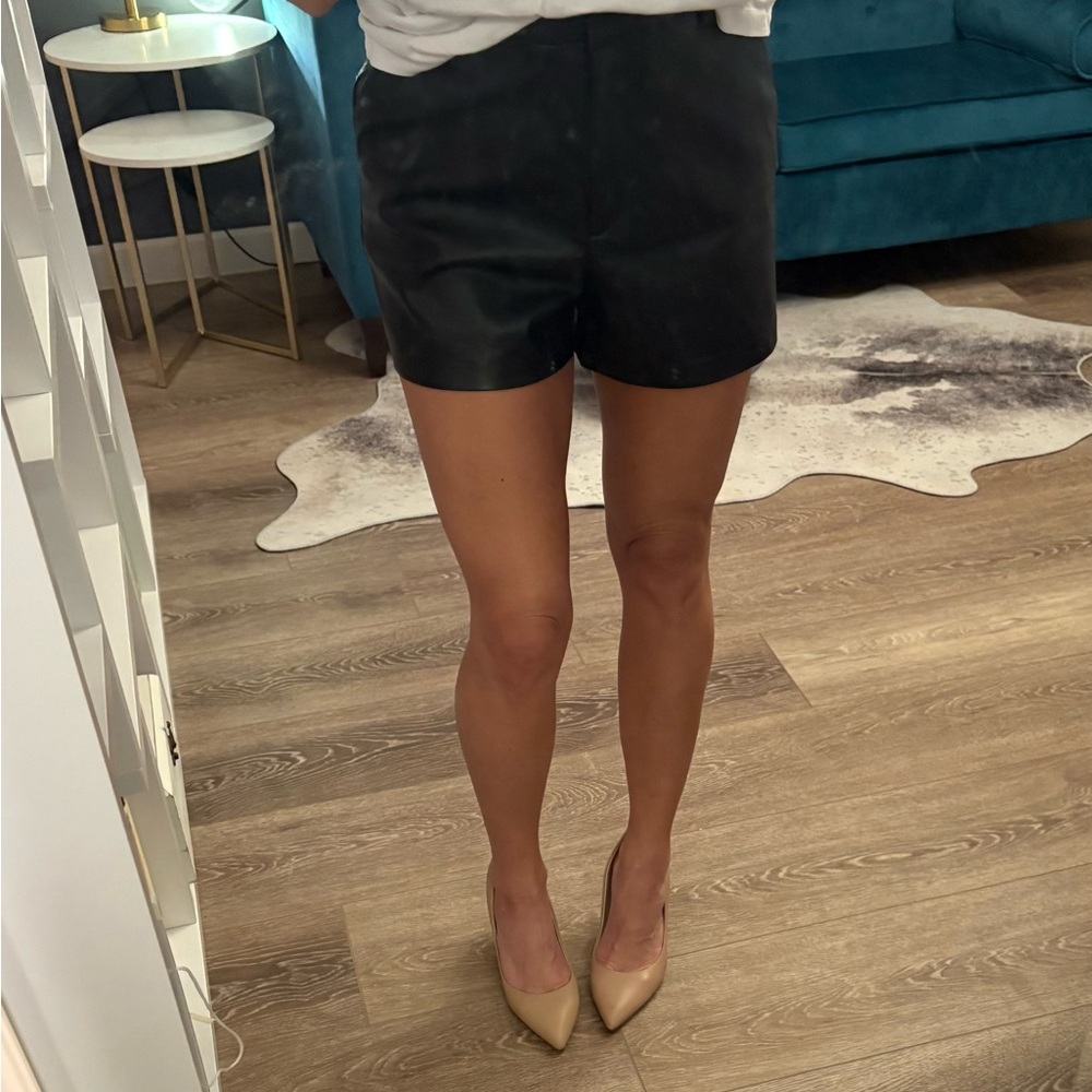Women's Faux Leather Black Shorts